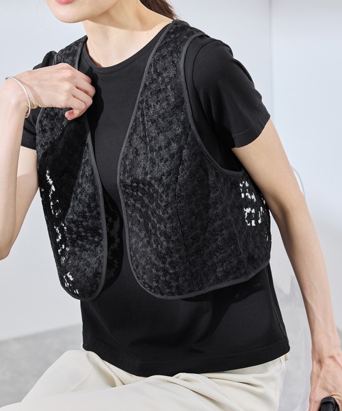 ROPE' PICNIC（ロペピクニック）の「フラワーレースベスト（ベスト・レディース・ブラック/キナリ・38）」の17枚目の写真