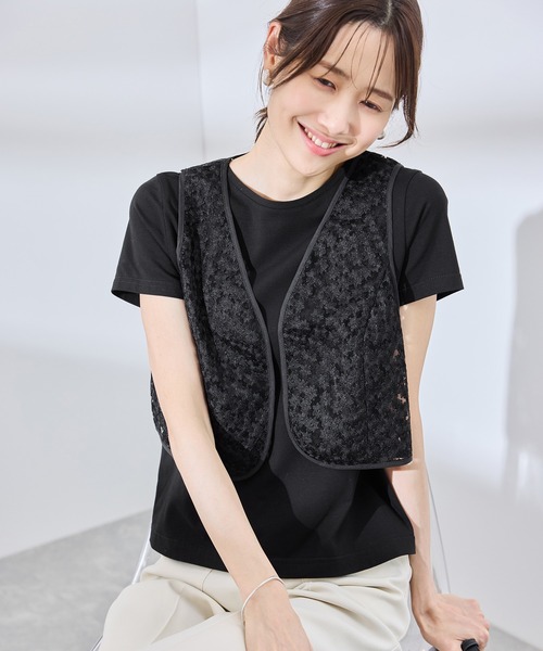 ROPE' PICNIC（ロペピクニック）の「フラワーレースベスト（ベスト・レディース・ブラック/キナリ・38）」の18枚目の写真
