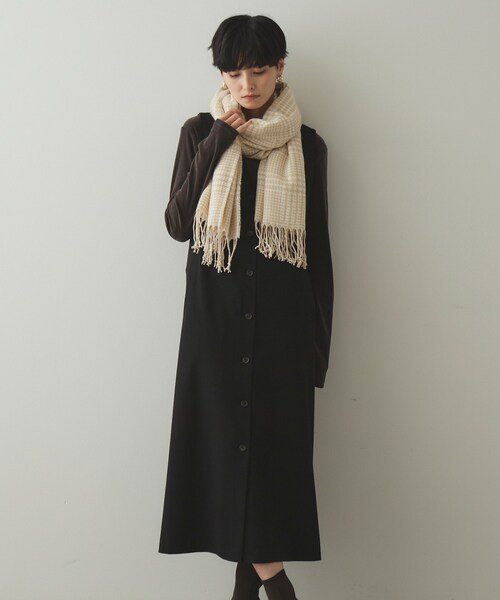 OPAQUE.CLIP（オペークドットクリップ）の「◆千鳥チェックストール（ストール/ショール・レディース・ベージュ/グレー系4/ブラック・00）」の10枚目の写真