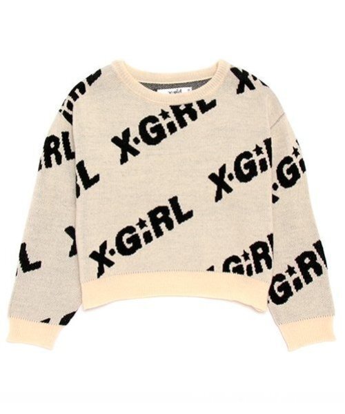 X-girl Stages（エックスガールステージス）の「ロゴニットプルオーバー（ニット/セーター・キッズ・ラベンダー/アイボリー/ブラック・90cm/100cm/110cm/120cm/130cm/140cm）」の2枚目の写真