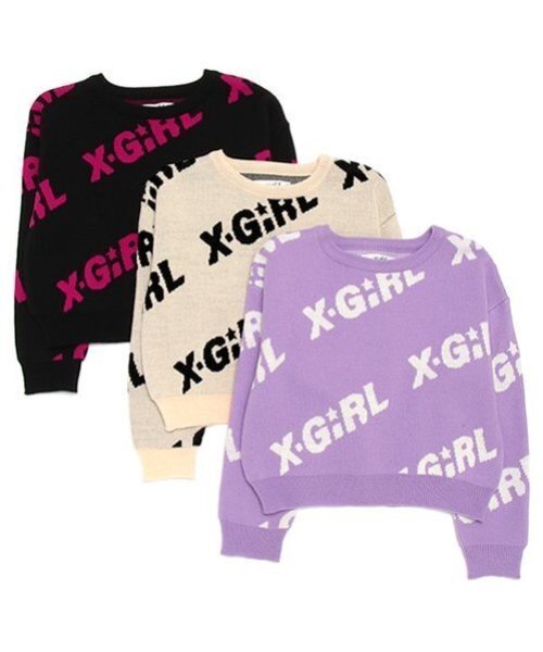 X-girl Stages（エックスガールステージス）の「ロゴニットプルオーバー（ニット/セーター・キッズ・ラベンダー/アイボリー/ブラック・90cm/100cm/110cm/120cm/130cm/140cm）」の9枚目の写真