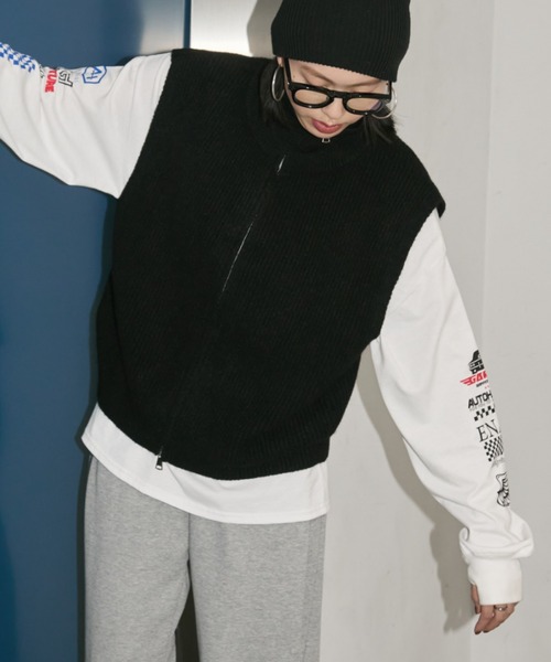 Auntie Rosa Holiday（アンティローザホリデー）の「ジップアップニットベスト（ベスト・レディース・ブラック/アイボリー/ブラウン・FREE）」の19枚目の写真