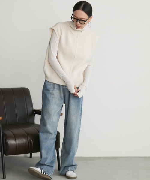 Auntie Rosa Holiday（アンティローザホリデー）の「ジップアップニットベスト（ベスト・レディース・ブラック/アイボリー/ブラウン・FREE）」の12枚目の写真