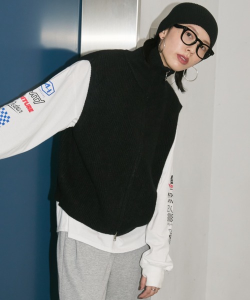 Auntie Rosa Holiday（アンティローザホリデー）の「ジップアップニットベスト（ベスト・レディース・ブラック/アイボリー/ブラウン・FREE）」の20枚目の写真
