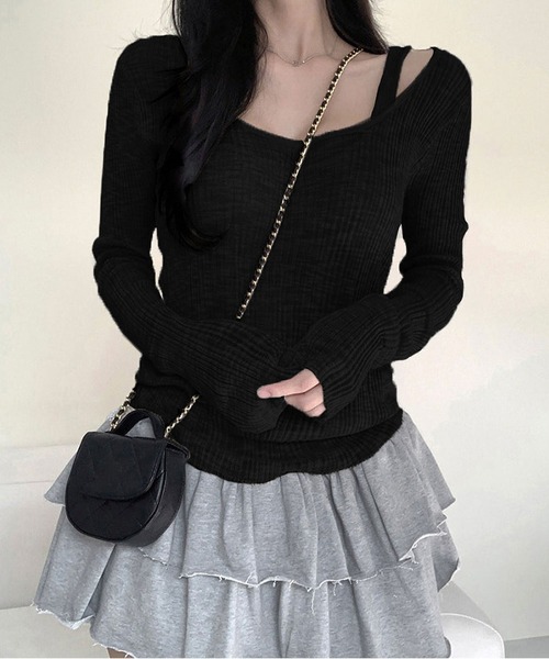 MAISON DE THERESE(メゾン ド テレーズ)の「ニット2点セット(キャミソール&Tシャツ)(ニット/セーター・レディース・グレー/ブラック・S/M/L)」の3枚目の写真