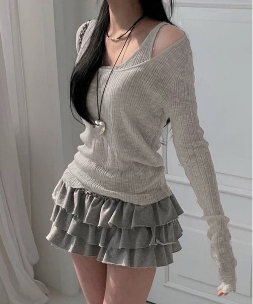 MAISON DE THERESE(メゾン ド テレーズ)の「ニット2点セット(キャミソール&Tシャツ)(ニット/セーター・レディース・グレー/ブラック・S/M/L)」の13枚目の写真