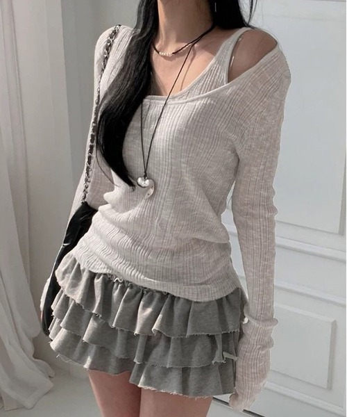 MAISON DE THERESE(メゾン ド テレーズ)の「ニット2点セット(キャミソール&Tシャツ)(ニット/セーター・レディース・グレー/ブラック・S/M/L)」の14枚目の写真