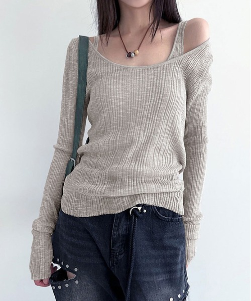 MAISON DE THERESE(メゾン ド テレーズ)の「ニット2点セット(キャミソール&Tシャツ)(ニット/セーター・レディース・グレー/ブラック・S/M/L)」の16枚目の写真