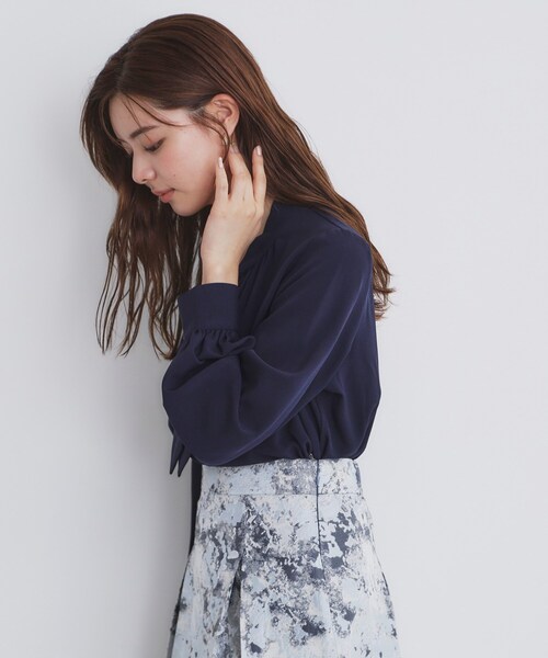 セール】ストレッチボウタイブラウス【洗濯機洗い可/イージーアイロン