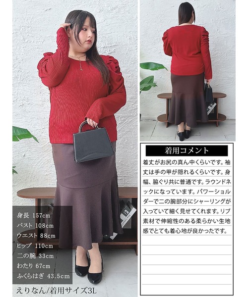 GOLDJAPAN(ゴールドジャパン)の「ランダムテレコパワショルプルオーバー【大きいサイズ対応】(Tシャツ/カットソー・レディース・グレー/ローズ/アイボリー/ブラック/カーキ・LL/3L/4L/5L)」の20枚目の写真