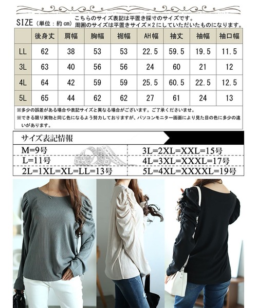 GOLDJAPAN(ゴールドジャパン)の「ランダムテレコパワショルプルオーバー【大きいサイズ対応】(Tシャツ/カットソー・レディース・グレー/ローズ/アイボリー/ブラック/カーキ・LL/3L/4L/5L)」の22枚目の写真