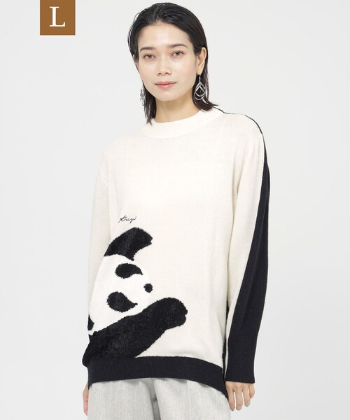 【セール】【L】【30周年記念アイテム】【カタログ掲載品】パンダインターシャプルオーバーニット（ニット/セーター）｜EVEX by KRIZIA（エヴェックスバイクリツィア）