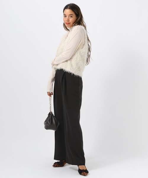 BAYFLOW（ベイフロー）の「[ウエストゴム仕様]ダブルタックワイドパンツ（その他パンツ・レディース・グレイッシュベージュ/ブラック・MEDIUM/SMALL）」の5枚目の写真