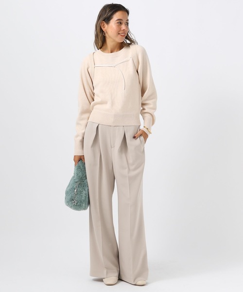 BAYFLOW（ベイフロー）の「[ウエストゴム仕様]ダブルタックワイドパンツ（その他パンツ・レディース・グレイッシュベージュ/ブラック・MEDIUM/SMALL）」の7枚目の写真