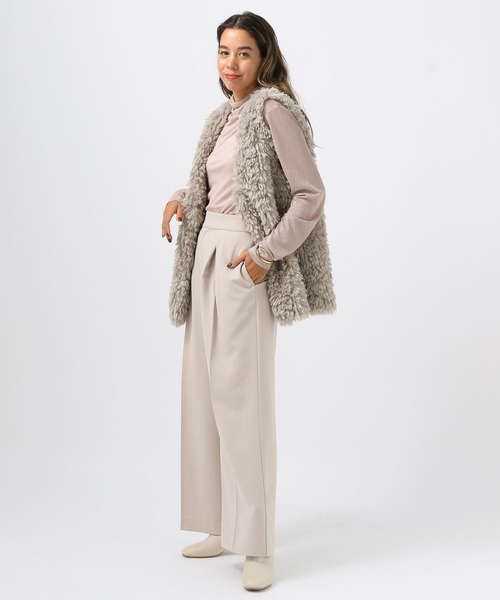 BAYFLOW（ベイフロー）の「[ウエストゴム仕様]ダブルタックワイドパンツ（その他パンツ・レディース・グレイッシュベージュ/ブラック・MEDIUM/SMALL）」の10枚目の写真