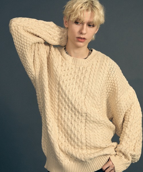 【セール】オーバーサイズケーブルニットセーター（ニット/セーター）｜Shoowtime（ショウタイム）