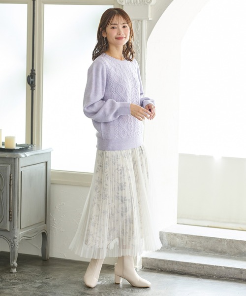 【極美品・現行タグ】45R パール付き　ケーブルニット　アイボリ　M ウール JUNK PRODUCTIONS】マフラー付ニットワッチ | IKG crossing