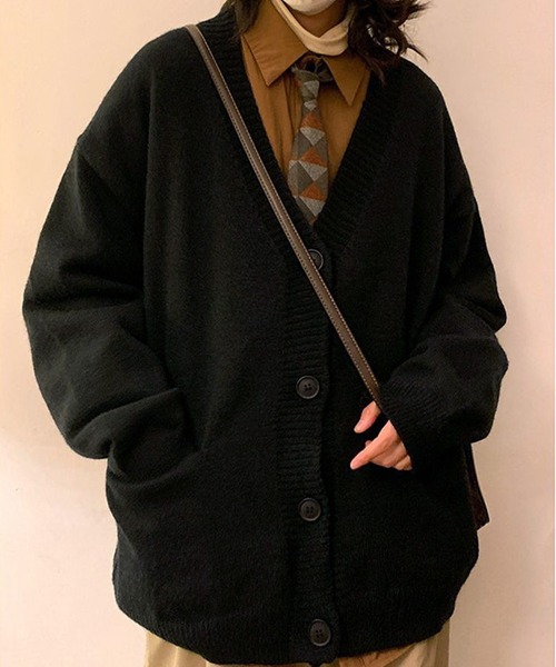 ROOPTOKYO（ループトウキョウ）の「オーバーサイズ Vネックニットカーディガン（カーディガン/ボレロ・メンズ・ブラック/アイボリー/グレー/ベージュ・M/L）」の3枚目の写真