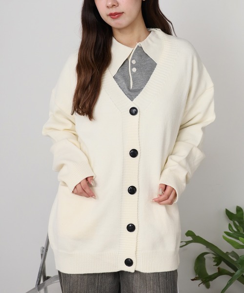 ROOPTOKYO（ループトウキョウ）の「オーバーサイズ Vネックニットカーディガン（カーディガン/ボレロ・メンズ・ブラック/アイボリー/グレー/ベージュ・M/L）」の12枚目の写真