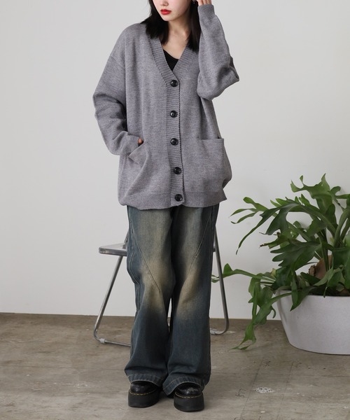 ROOPTOKYO（ループトウキョウ）の「オーバーサイズ Vネックニットカーディガン（カーディガン/ボレロ・メンズ・ブラック/アイボリー/グレー/ベージュ・M/L）」の19枚目の写真