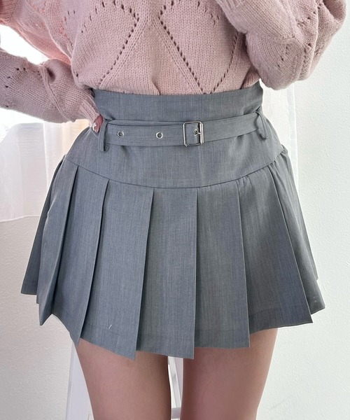 ROOPTOKYO（ループトウキョウ）の「BELT PLEATS MINI SKIRT / ベルトプリーツミニスカート（スカート・レディース・グレー系その他/ライトグレー・XS/S/M）」の3枚目の写真