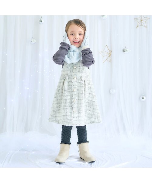 apres les cours（アプレレクール）の「ハートファーマフラー（マフラー・キッズ・サックスブルー/アイボリー/ピンク・140/120）」の11枚目の写真