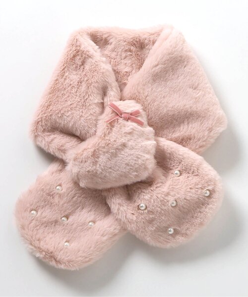 apres les cours（アプレレクール）の「ハートファーマフラー（マフラー・キッズ・サックスブルー/アイボリー/ピンク・140/120）」の6枚目の写真