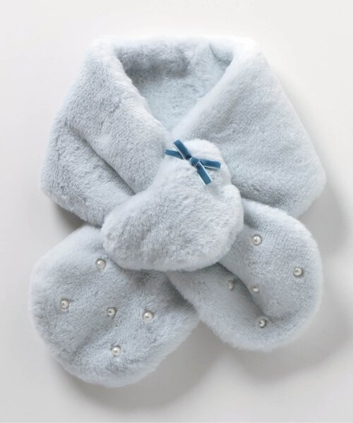 apres les cours（アプレレクール）の「ハートファーマフラー（マフラー・キッズ・サックスブルー/アイボリー/ピンク・140/120）」の5枚目の写真