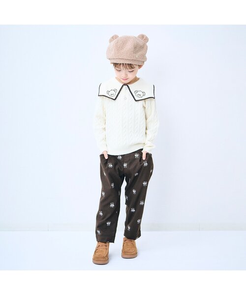 apres les cours（アプレレクール）の「【リンク】tiny bear 総柄長パンツ（その他パンツ・キッズ・アイボリー/ブラウン・80/90/100/110/120）」の7枚目の写真