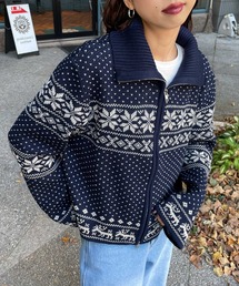 ノルディック柄ニット」に該当するブルー・ネイビー/青色系の