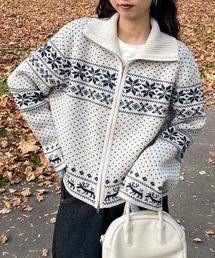 Chillfar | ノルディック柄ジップニットカーデ(カーディガン/ボレロ)