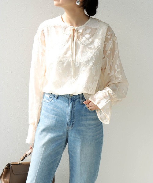 カットジャカードブラウス（シャツ/ブラウス）｜Jines（ジネス）