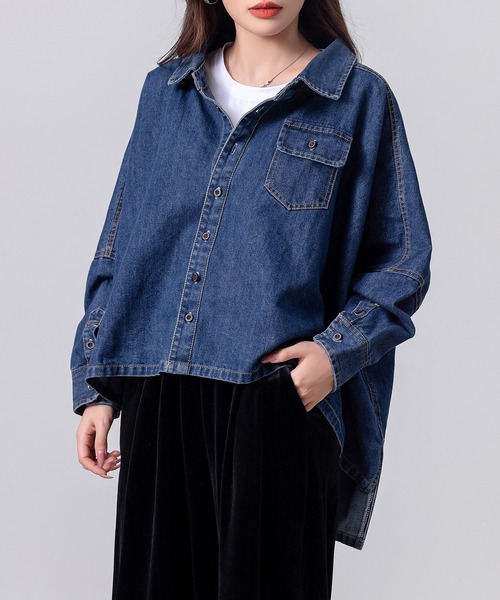 ⭐️美品⭐️アウィーエフ ドルマンデニムシャツ 長袖綿100% 38