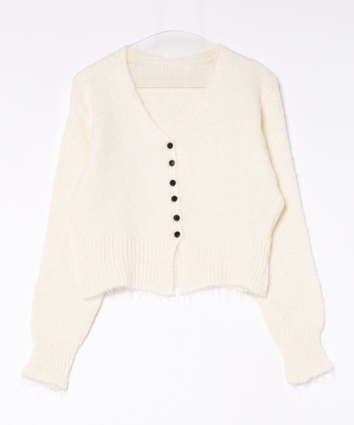 Chiina(チーナ)の「Chiina/スリム Vネック シャギーニットカーディガン(カーディガン/ボレロ・レディース・ベージュ/ホワイト/ブラウン/ピンク/グレー/ライトブルー・FREE)」の10枚目の写真