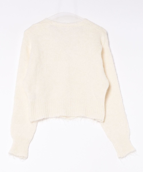 Chiina(チーナ)の「Chiina/スリム Vネック シャギーニットカーディガン(カーディガン/ボレロ・レディース・ベージュ/ホワイト/ブラウン/ピンク/グレー/ライトブルー・FREE)」の11枚目の写真