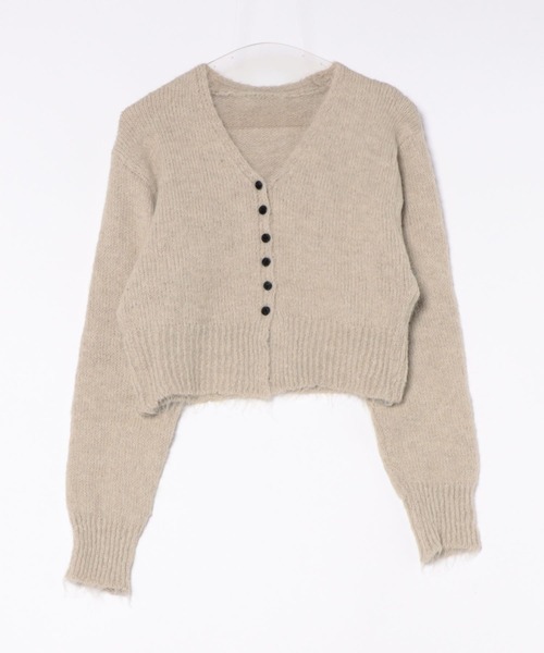 Chiina(チーナ)の「Chiina/スリム Vネック シャギーニットカーディガン(カーディガン/ボレロ・レディース・ベージュ/ホワイト/ブラウン/ピンク/グレー/ライトブルー・FREE)」の16枚目の写真