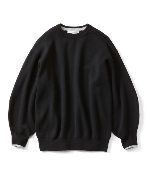 IEDIT（イディット）の「ＩＥＤＩＴ　コットン混ミラノリブ素材でロングシーズン活躍　ふんわり袖ニット（ニット/セーター・レディース・ホワイト/ブラック・M/L/LL/3L/S/4L）」の8枚目の写真