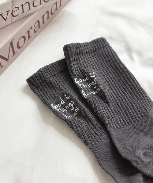 apres jour(アプレジュール)の「【apres jour×ARIAZ】英字ロゴソックス(ソックス/靴下・レディース・オフホワイト/ライトベージュ/ブラウン系その他/ブラック/グレー・FREE)」の9枚目の写真