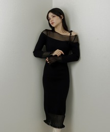 sheer ribbon dress/シアーリボンドレス