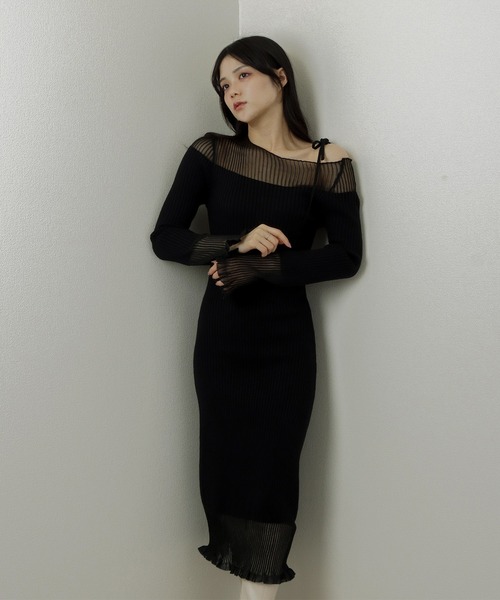 M DOLLY（エムドリー）の「sheer ribbon dress/シアーリボンドレス（ワンピース・レディース・ブラック系1/アイボリー系1/ブラック系2/アイボリー系2・S/M）」の3枚目の写真
