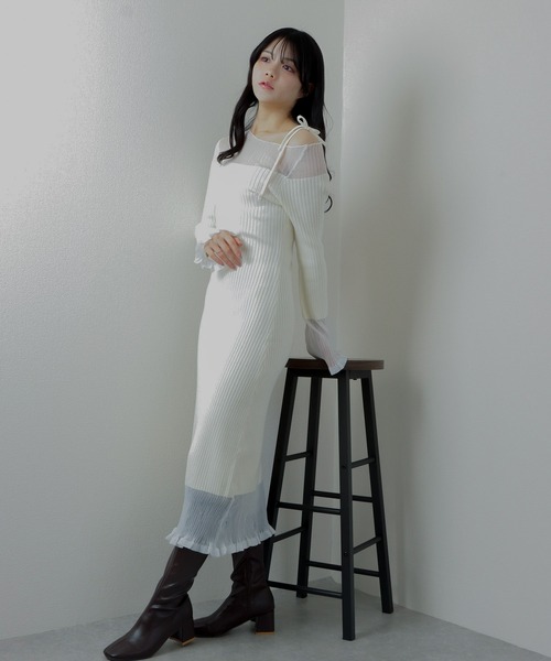 M DOLLY（エムドリー）の「sheer ribbon dress/シアーリボンドレス（ワンピース・レディース・ブラック系1/アイボリー系1/ブラック系2/アイボリー系2・S/M）」の4枚目の写真