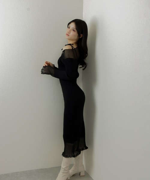 M DOLLY（エムドリー）の「sheer ribbon dress/シアーリボンドレス（ワンピース・レディース・ブラック系1/アイボリー系1/ブラック系2/アイボリー系2・S/M）」の5枚目の写真