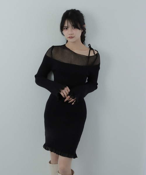 M DOLLY（エムドリー）の「sheer ribbon dress/シアーリボンドレス（ワンピース・レディース・ブラック系1/アイボリー系1/ブラック系2/アイボリー系2・S/M）」の9枚目の写真