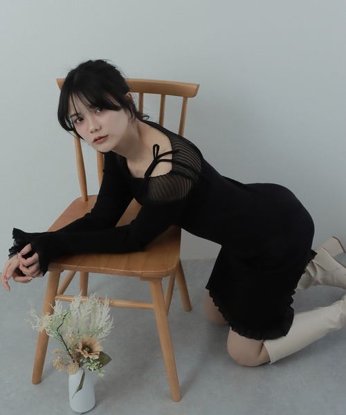 M DOLLY（エムドリー）の「sheer ribbon dress/シアーリボンドレス（ワンピース・レディース・ブラック系1/アイボリー系1/ブラック系2/アイボリー系2・S/M）」の10枚目の写真