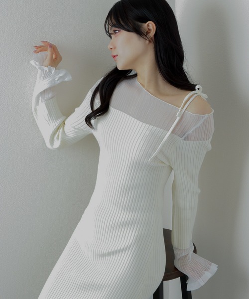 M DOLLY（エムドリー）の「sheer ribbon dress/シアーリボンドレス（ワンピース・レディース・ブラック系1/アイボリー系1/ブラック系2/アイボリー系2・S/M）」の15枚目の写真