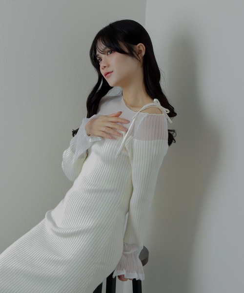 sheer ribbon dress/シアーリボンドレス（ワンピース）｜M DOLLY