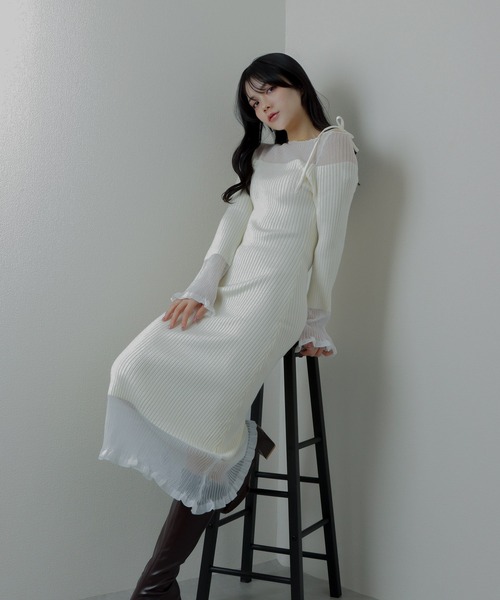M DOLLY（エムドリー）の「sheer ribbon dress/シアーリボンドレス（ワンピース・レディース・ブラック系1/アイボリー系1/ブラック系2/アイボリー系2・S/M）」の14枚目の写真