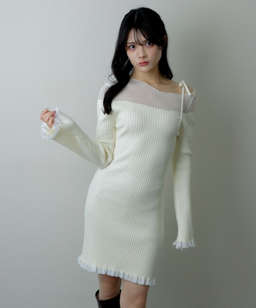 M DOLLY（エムドリー）の「sheer ribbon dress/シアーリボンドレス（ワンピース・レディース・ブラック系1/アイボリー系1/ブラック系2/アイボリー系2・S/M）」の18枚目の写真