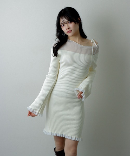 M DOLLY（エムドリー）の「sheer ribbon dress/シアーリボンドレス（ワンピース・レディース・ブラック系1/アイボリー系1/ブラック系2/アイボリー系2・S/M）」の19枚目の写真