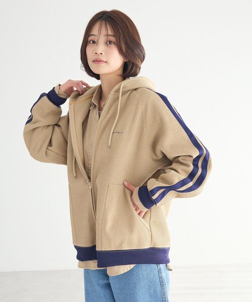 CRAFT STANDARD BOUTIQUE(クラフトスタンダードブティック)の「トラックパーカー(パーカー・レディース・アイボリー/ブラック/カーキ/ベージュ/ブラウン・M/L/XL)」の21枚目の写真